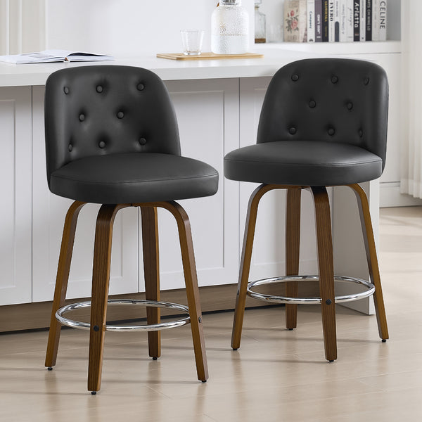 Medina Bar Stool in Black Hron Leather, Counter Height