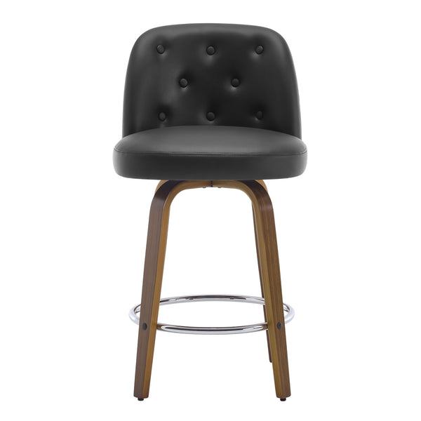Medina Bar Stool in Black Hron Leather, Counter Height