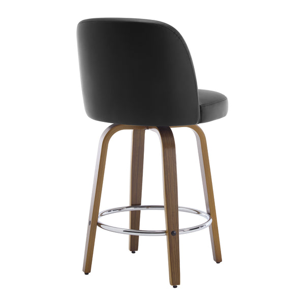 Medina Bar Stool in Black Hron Leather, Counter Height