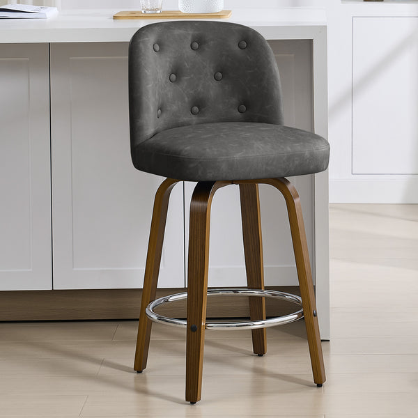Medina bar stool, Charcoal Sarma Leather/Counter Height