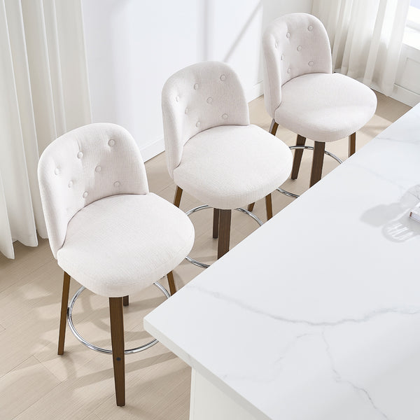 Medina bar stool, White Bena Fabric/Bar Height