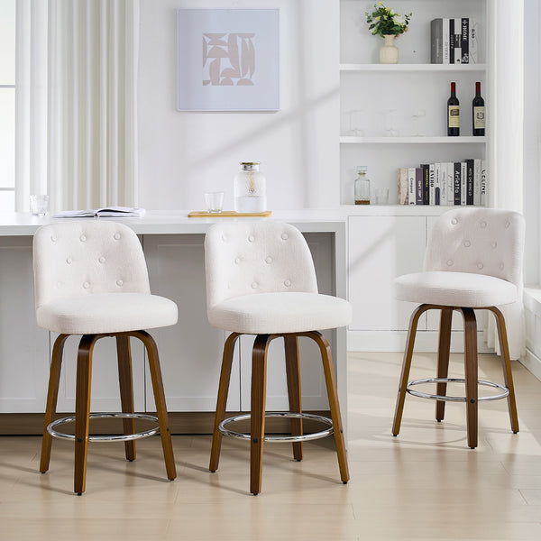 Medina bar stool, White Bena Fabric/Counter Height