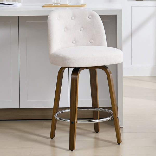 Medina bar stool, White Bena Fabric/Counter Height
