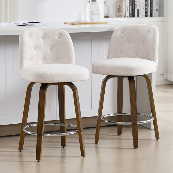 Medina bar stool, White Bena Fabric/Counter Height