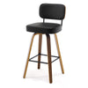 Moravia Bar Stool in Black Hron Leather, Bar Height, with Leather Backrest