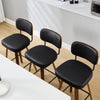 Moravia Bar Stool in Black Hron Leather, Bar Height, with Leather Backrest