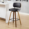 Moravia Bar Stool in Black Hron Leather, Bar Height, with Leather Backrest