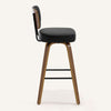 Moravia Bar Stool in Black Hron Leather, Bar Height, with Leather Backrest