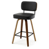 Moravia Bar Stool in Black Hron Leather, Counter Height, with Leather Backrest