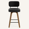 Moravia Bar Stool in Black Hron Leather, Counter Height, with Leather Backrest