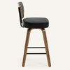 Moravia Bar Stool in Black Hron Leather, Counter Height, with Leather Backrest