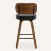 Moravia Bar Stool in Black Hron Leather, Counter Height, with Leather Backrest