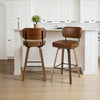 Moravia Bar Stool in Brown Mara Leather, Bar Height, with Leather Backrest