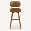 Moravia Bar Stool in Brown Mara Leather, Bar Height, with Leather Backrest