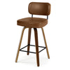 Moravia Bar Stool in Brown Mara Leather, Counter Height, with Leather Backrest