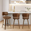 Moravia Bar Stool in Brown Mara Leather, Counter Height, with Leather Backrest