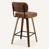 Moravia Bar Stool in Brown Mara Leather, Counter Height, with Leather Backrest