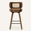 Moravia Bar Stool in Brown Mara Leather, Counter Height, with Rattan Backrest