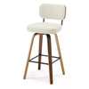 Moravia Bar Stool in Cream Hron Leather, Bar Height, with Leather Backrest