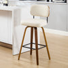 Moravia Bar Stool in Cream Hron Leather, Bar Height, with Leather Backrest