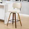 Moravia Bar Stool in Cream Hron Leather, Counter Height, with Leather Backrest