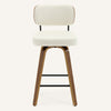 Moravia Bar Stool in Cream Hron Leather, Counter Height, with Leather Backrest