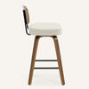 Moravia Bar Stool in Cream Hron Leather, Counter Height, with Leather Backrest