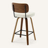 Moravia Bar Stool in Cream Hron Leather, Counter Height, with Leather Backrest