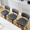 Moravia Bar Stool in Gray Hron Leather, Bar Height, with Leather Backrest