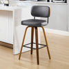 Moravia Bar Stool in Gray Hron Leather, Bar Height, with Leather Backrest