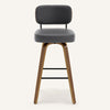 Moravia Bar Stool in Gray Hron Leather, Bar Height, with Leather Backrest