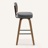 Moravia Bar Stool in Gray Hron Leather, Bar Height, with Leather Backrest