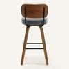 Moravia Bar Stool in Gray Hron Leather, Bar Height, with Leather Backrest