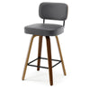 Moravia Bar Stool in Gray Hron Leather, Counter Height, with Leather Backrest