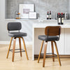 Moravia Bar Stool in Gray Hron Leather, Counter Height, with Leather Backrest