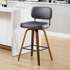 Moravia Bar Stool in Gray Hron Leather, Counter Height, with Leather Backrest