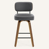 Moravia Bar Stool in Gray Hron Leather, Counter Height, with Leather Backrest