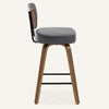 Moravia Bar Stool in Gray Hron Leather, Counter Height, with Leather Backrest