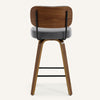 Moravia Bar Stool in Gray Hron Leather, Counter Height, with Leather Backrest
