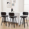 Moravia II Swivel Bar Stool in Black Hron Leather with Leather Backrest