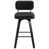 Moravia II Swivel Bar Stool in Black Hron Leather with Leather Backrest