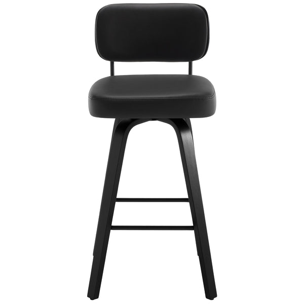 Moravia II Swivel Bar Stool in Black Hron Leather with Leather Backrest