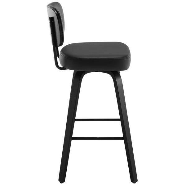 Moravia II Swivel Bar Stool in Black Hron Leather with Leather Backrest