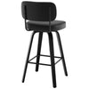 Moravia II Swivel Bar Stool in Black Hron Leather with Leather Backrest