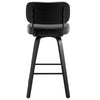 Moravia II Swivel Bar Stool in Black Hron Leather with Leather Backrest