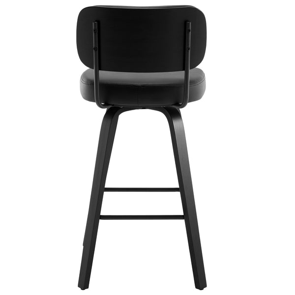 Moravia II Swivel Bar Stool in Black Hron Leather with Leather Backrest