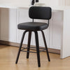 Moravia II Swivel Counter Stool in Black Hron Leather with Leather Backrest