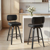 Moravia II Swivel Counter Stool in Black Hron Leather with Leather Backrest