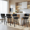 Moravia II Swivel Counter Stool in Black Hron Leather with Leather Backrest