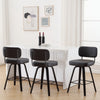 Moravia II Swivel Counter Stool in Black Hron Leather with Leather Backrest